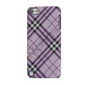 Stilfuld Plaid Mønster Læder Skin Hard Case til iPod Touch 5 - Purple