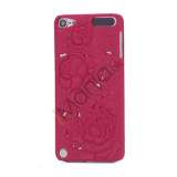 3D Præget Hult Smukke Blomster Hard Back Skin Case til iPod Touch 5 - Rød