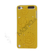 3D Præget Hult Smukke Blomster Hard Back Skin Case til iPod Touch 5 - Gul