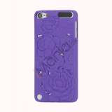 3D Præget Hult Smukke Blomster Hard Back Skin Case til iPod Touch 5 - Purple