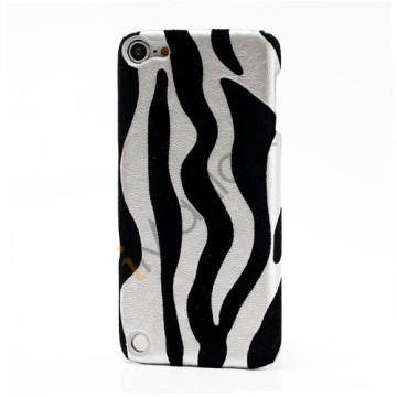 Stilfuld Zebra Skin Læderbelagt hård plast Case Cover til iPod Touch 5 - Sølv