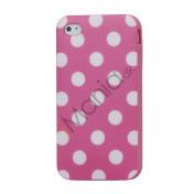 Polkaprikket iPhone 4 Cover i TPU Gummi - Hvide Prikker / Pink