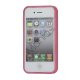 Polkaprikket iPhone 4 Cover i TPU Gummi - Hvide Prikker / Pink