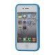 Polkaprikket iPhone 4 Cover i TPU Gummi - Hvide Prikker / Blå