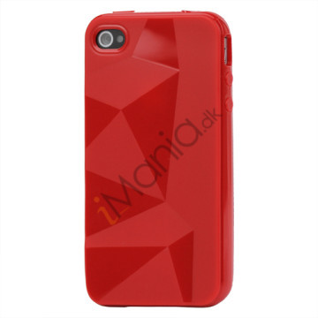 TPU cover til iPhone 4 og 4S med tredimensionelt mønster - Rød