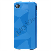 TPU cover til iPhone 4 og 4S med tredimensionelt mønster - Blå